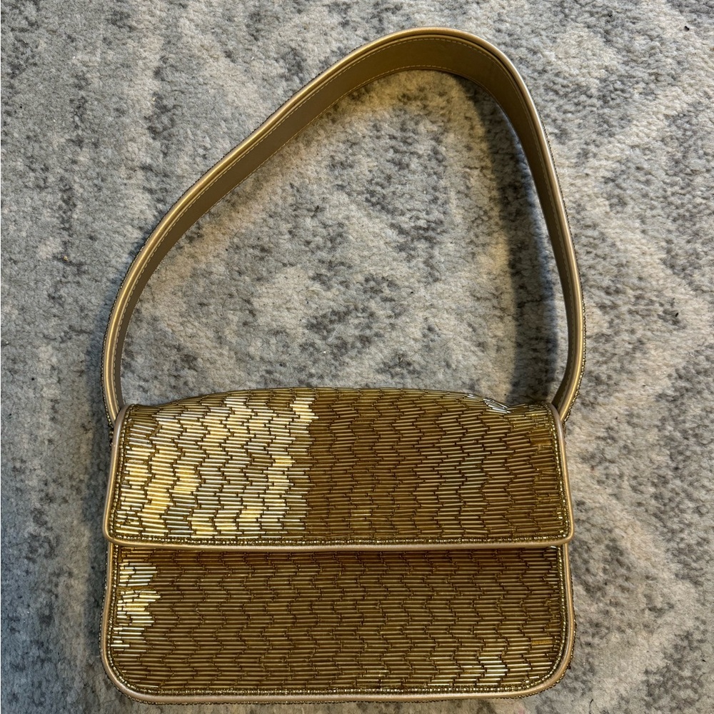 Staud Tommy Beaded Bag in Gold